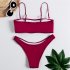 2 Pieces set Woman  Swimsuit Solid Color Sexy Camisole Two piece Swimsuit Bikini Swimsuit red m