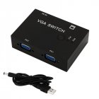 2 Port VGA Video Switch box Selector 2 In 1 Out For <span style='color:#F7840C'>LCD</span> PC Video Converter black