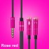 2 in 1 3 5mm Headphone Mic Audio Y Splitter Cable Male to Dual Female Converter Adapter Rose red