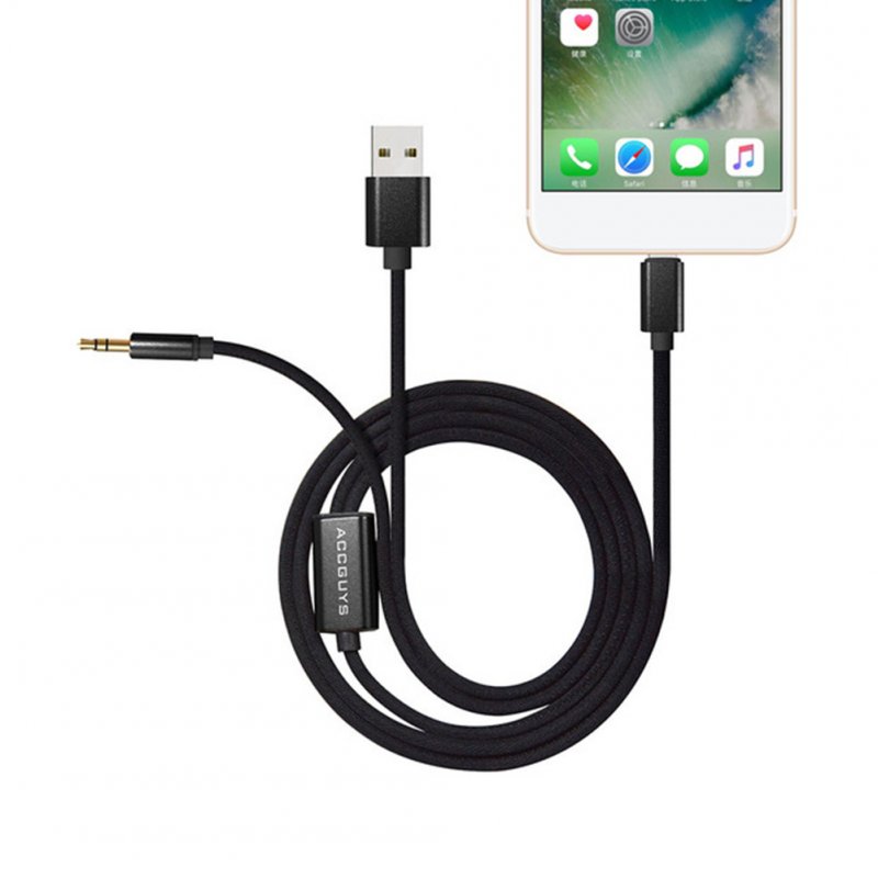 2 in 1 Adapter for 8/7 plus USB Charger+3.5 mm Headphone Jack Adapter Aux Audio Cable Speaker for X XS XR Cord black