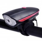 2 in 1 Bike Light LED Flashlight with Bell Horn Road Cycling Headlight Bicycle Accessories Charging pink