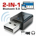 2-in-1 <span style='color:#F7840C'>Bluetooth</span> 5.0 Transmitter Receiver Usb Wireless Stereo Audio Adapter Pc Tv Black