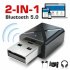 2 in 1 Bluetooth 5 0 Transmitter Receiver Usb Wireless Stereo Audio Adapter Pc Tv Black