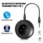 2-in-1 Bluetooth-compatible 5.0 Wireless Audio Adapter Aux Tv Car Computer Speaker Headphone Receiver Transmitter black