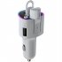 2 in 1 Car Kit Fast Charging Charger Bluetooth Wireless Hands free Noise Canceling Headphones White