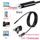 2 in 1 HD Waterproof 6LEDs 7 8mm Micro USB Android Endoscope Inspection Camera  7mm