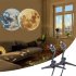 2 in 1 Led Starry Projector 360 Degree Rotatable Usb Rechargeable Night Light with Bracket Moon Model