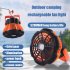2 in 1 Outdoor Camping Remote Control Fan with Lamp 3 Speed Settings 3 Brightness Levels Usb Charging Office Fan Orange