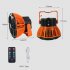 2 in 1 Outdoor Camping Remote Control Fan with Lamp 3 Speed Settings 3 Brightness Levels Usb Charging Office Fan Orange