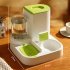2 in 1 Pet Automatic Feeder Dog Cat Drinking Fountain Water Dispenser Food Bowl Pet Supplies Green
