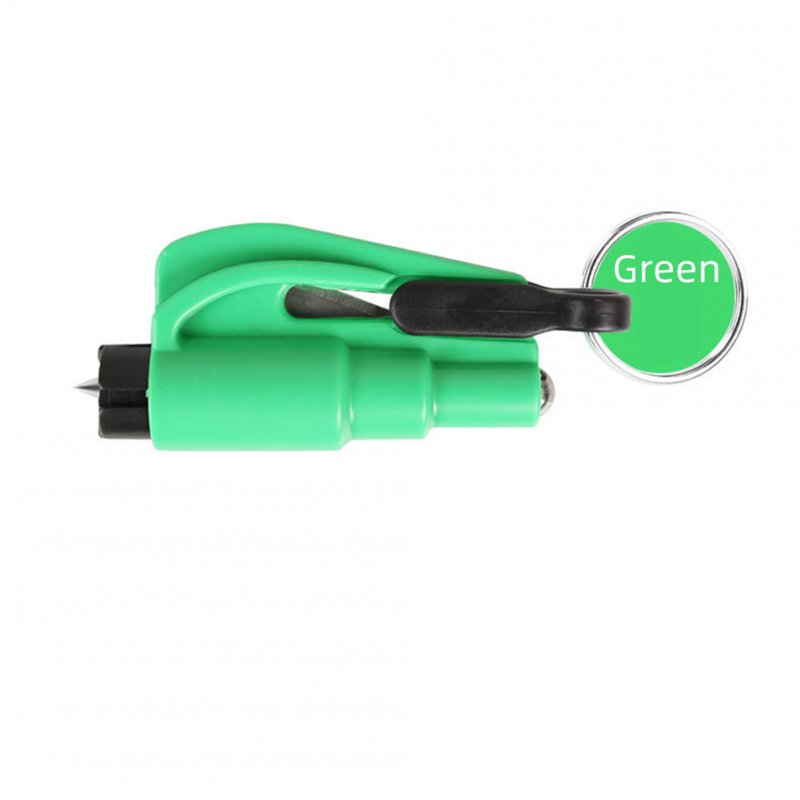 2-in-1 Portable Car Safety Hammer Spring Type Escape Hammer Window Breaker Punch Hammer Key Chain Green_OPP bag packaging one pack
