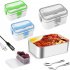 2 in 1 Portable Electric Heated Lunch Boxes 1 8L Stainless Steel Food Warmer with Cutlery for Home Office White EU plug