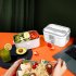 2 in 1 Portable Electric Heated Lunch Boxes 1 8L Stainless Steel Food Warmer with Cutlery for Home Office White US plug