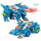 2-in-1 Spray Dinosaur Transforming Car Electric Triceratops Deformation Car with Light Music Blue
