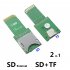 2 in 1 TF SD to SD Card Extension Board SD TF Test Card Extension Board PCB green