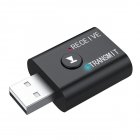 2-in-1 USB Bluetooth Audio Transmitter Smart Receiver Plug and Play For TV PC Headphones  black