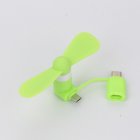 2 in 1 USB Fan Mini Portable Flexible Gadgets for Apple Android Xiaomi Powerbank green fan  opp bag