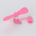2 in 1 USB Fan Mini Portable Flexible Gadgets for Apple Android Xiaomi Powerbank Pink fan   opp bag
