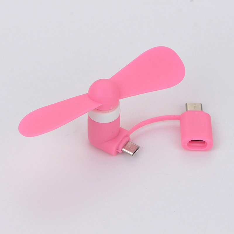 2 in 1 USB Fan Mini Portable Flexible Gadgets for Apple Android Xiaomi Powerbank Pink_fan + opp bag