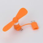 2 in 1 USB Fan Mini Portable Flexible Gadgets for Apple Android Xiaomi Powerbank Orange_fan + opp bag