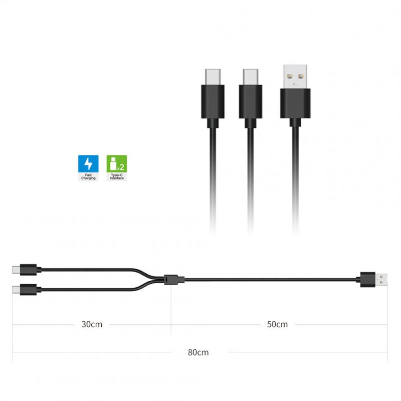 2-in-1 Usb Data Cable Charger Charging Cable Type-c Interface Compatible For Switch/PS5/PSVR2 Handle black