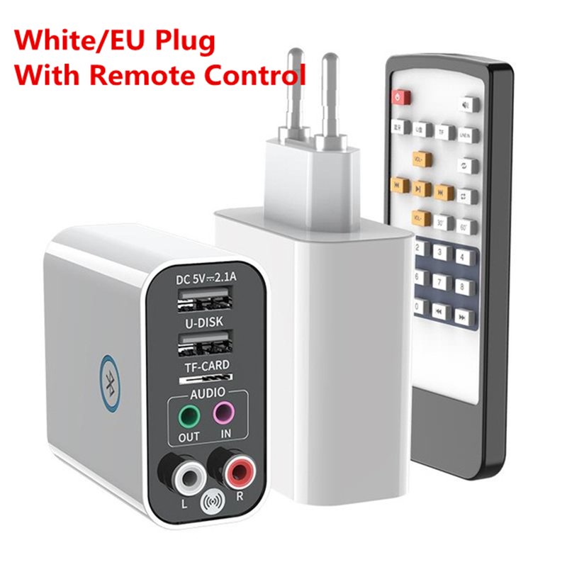 2-in-1 Wireless Audio Adapter Bluetooth 5.0 Receiver Transmitter Aux Audio Adapter White_EU Plug