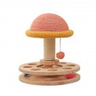 2-layer Cat Turntable Toy Cat Scratching Post Cat Scratcher Wooden Mushroom House With Interactive Balls Pet Supplies Hot wheels with pillars (small)