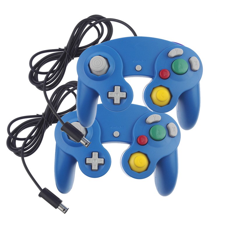 2 pcs Wired NGC Controller Gamepad for Nintend GameCube GC & Wii Console blue