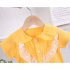 2 piece Baby Girls Short sleeved Lace Shirt Shorts Outfits Cute Cotton Button Down Top Baby Summer Suit pink 0 1Y 80cm