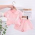 2 piece Baby Girls Short sleeved Lace Shirt Shorts Outfits Cute Cotton Button Down Top Baby Summer Suit pink 2 3Y 100cm