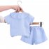 2 piece Baby Girls Short sleeved Lace Shirt Shorts Outfits Cute Cotton Button Down Top Baby Summer Suit blue 3 4Y 110cm