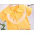 2 piece Baby Girls Short sleeved Lace Shirt Shorts Outfits Cute Cotton Button Down Top Baby Summer Suit yellow 2 3Y 100cm