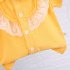 2 piece Baby Girls Short sleeved Lace Shirt Shorts Outfits Cute Cotton Button Down Top Baby Summer Suit yellow 2 3Y 100cm