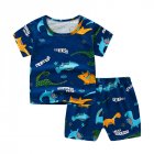 2-piece Boys Round Neck Short Sleeves T-shirt Shorts Two-piece Set Breathable Cotton Suit Dinosaur 0-1Y 73CM