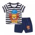 2 piece Boys Round Neck Short Sleeves T shirt Shorts Two piece Set Breathable Cotton Suit yellow dinosaur 1 2Y 80cm