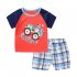 2 piece Boys Round Neck Short Sleeves T shirt Shorts Two piece Set Breathable Cotton Suit Skateboard Dinosaur 3 4Y 100cm