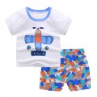 2-piece Boys Round Neck Short Sleeves T-shirt Shorts Two-piece Set Breathable Cotton Suit white-plane 4-5Y 110cm