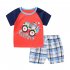 2 piece Boys Round Neck Short Sleeves T shirt Shorts Two piece Set Breathable Cotton Suit pink overalls 4 5Y 110cm