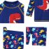 2 piece Children Split Swimsuit Boys Long Sleeves Diving Suit Cartoon Sunscreen Quick drying Swimwear For Hot Spring yellow shark 7 8Y XL
