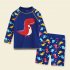 2 piece Children Split Swimsuit Boys Long Sleeves Diving Suit Cartoon Sunscreen Quick drying Swimwear For Hot Spring yellow shark 7 8Y XL