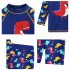 2 piece Children Split Swimsuit Boys Long Sleeves Diving Suit Cartoon Sunscreen Quick drying Swimwear For Hot Spring yellow shark 7 8Y XL