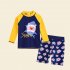 2 piece Children Split Swimsuit Boys Long Sleeves Diving Suit Cartoon Sunscreen Quick drying Swimwear For Hot Spring white bear 3 4Y M