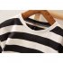 2 piece Children T shirt Shorts Set Trendy Short Sleeves Striped Printing Round Neck Shirt Shorts Suit Navy blue 4 5Y 110cm