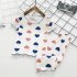 2 piece Kids Baby Pajamas Kit Short Sleeve Shirt Long Pants Summer Air conditioning Home Clothes Sleepwear White 3 4Y 90cm