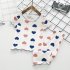 2 piece Kids Baby Pajamas Kit Short Sleeve Shirt Long Pants Summer Air conditioning Home Clothes Sleepwear White 3 4Y 90cm
