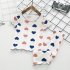 2 piece Kids Baby Pajamas Kit Short Sleeve Shirt Long Pants Summer Air conditioning Home Clothes Sleepwear White 3 4Y 90cm