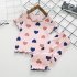 2 piece Kids Baby Pajamas Kit Short Sleeve Shirt Long Pants Summer Air conditioning Home Clothes Sleepwear pink 3 4Y 90cm