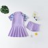 2 piece Kids Girl Split Swimsuit Swimwear Short Sleeve Skirt With Shorts Cute Baby Hot Spring Swimming Suit H27 13 14Y 5XL height 140 150cm