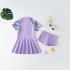 2 piece Kids Girl Split Swimsuit Swimwear Short Sleeve Skirt With Shorts Cute Baby Hot Spring Swimming Suit H28 9 10Y 3XL height 120 130cm