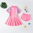 2 piece Kids Girl Split Swimsuit Swimwear Short Sleeve Skirt With Shorts Cute Baby Hot Spring Swimming Suit H28 15 16Y 6XL chest pad height 150 160cm